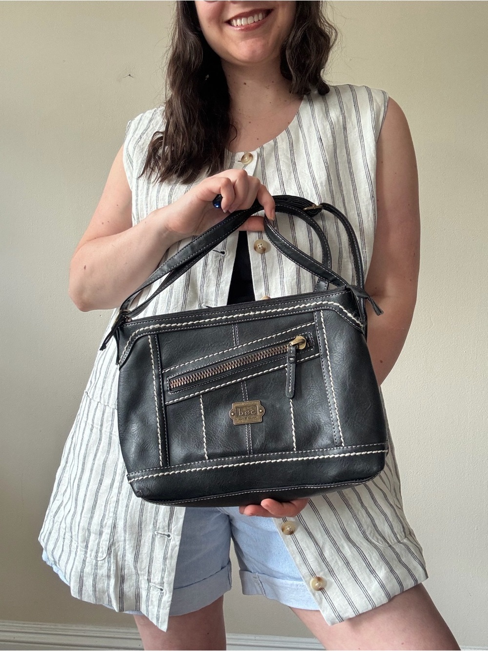 B.O.C. Black Vinyl Shoulder Bag